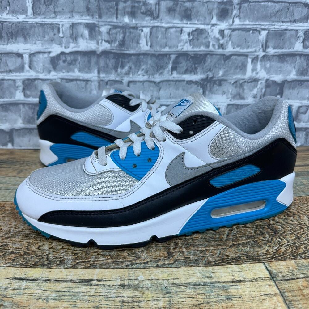 Nike Air Max 90 Laser Blue White Black Running Shoes CJ6779-100 Mens Size 12